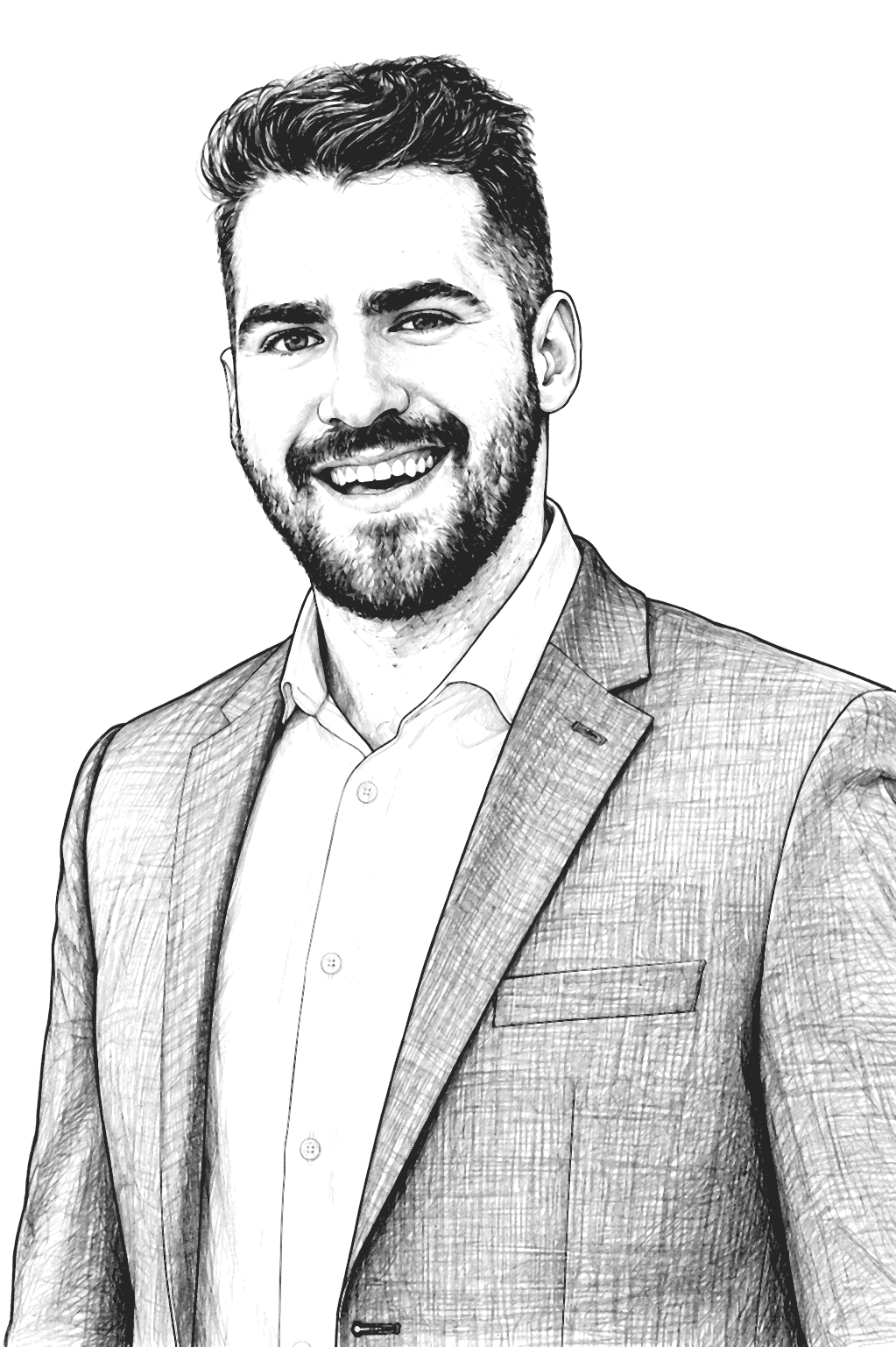 Sketch-style portrait of Matthew